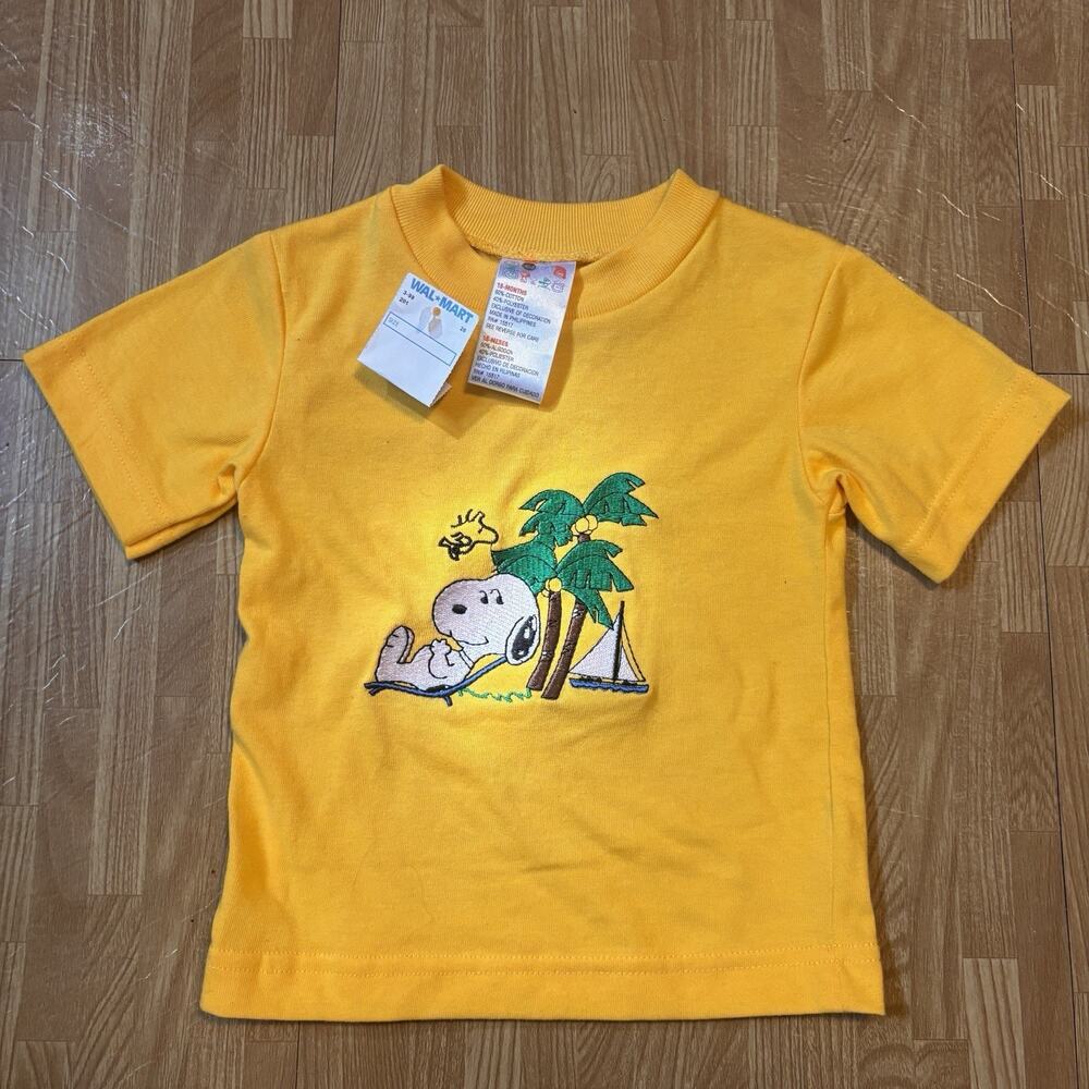 Vintage Peanuts Embroidered Shirt Toddler 18M Snoopy Charlie Brown NWT